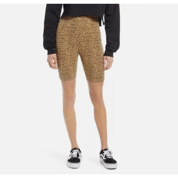 BP NWOT ANIMAL PRINT PULL ON ATHLETIC BIKE SHORTS TAN BLACK XS - Picture 1 of 9